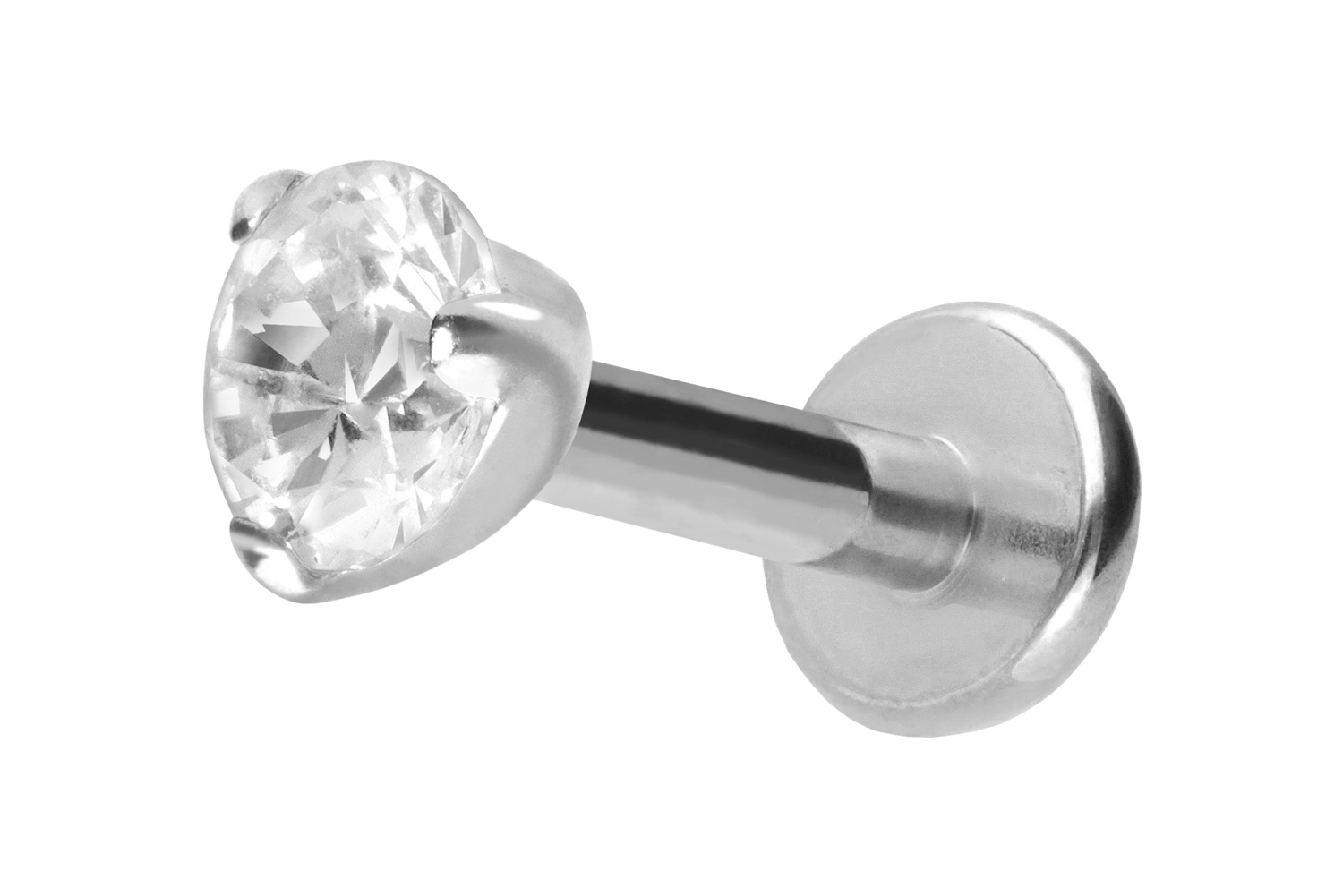 Titan Labret Piercing mit Innengewinde EINGEFASSTER KRISTALL